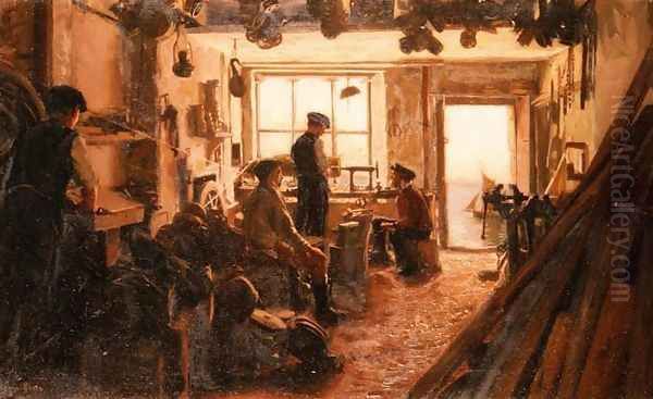 The Blockmaker's Shop Oil Painting by J. Cooke