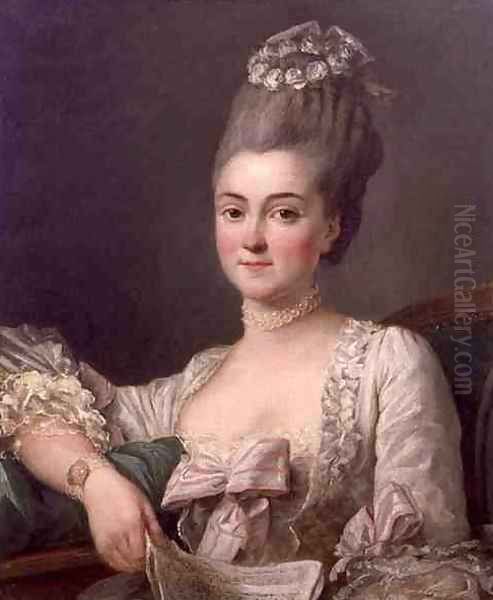 Portrait of a Lady Holding a Sheet of Music, 1766 Oil Painting by Jean Francois Colson