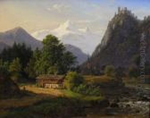 Paysage De Suisse Oil Painting by Frederik Kiaerskou