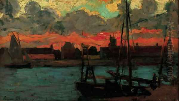 Port des Gravelines Oil Painting by Eugene Chigot