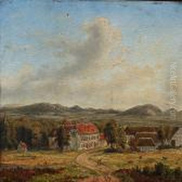 Summer Landscape With A View Of Gunnerupgaard Oil Painting by F. C. Kiaerschou