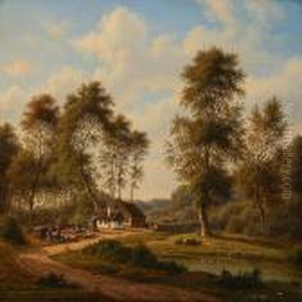 Forest Clearing Oil Painting by F. C. Kiaerschou