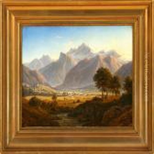 View From Innthal In Tyrol Oil Painting by F. C. Kiaerschou