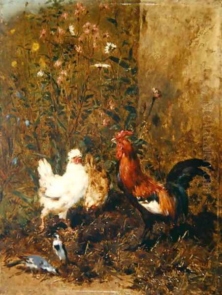 Chickens and Birds Oil Painting by Philibert Leon Couturier