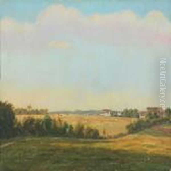 A Danish Summer Landscape Oil Painting by F. C. Kiaerskou