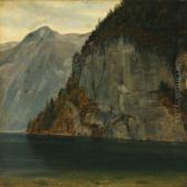 View From Konigsee,tyrol Oil Painting by F. C. Kiaerskou