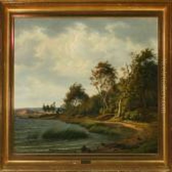 A Stormy Autumnday By Lang So In Jylland Oil Painting by F. C. Kiaerskou