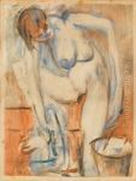 Nude Washing Oil Painting by Wolf Kibel