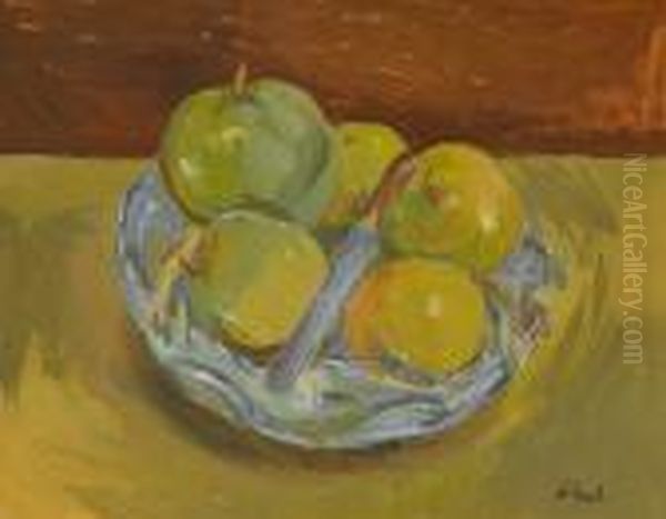 Still Life Of Apples Oil Painting by Wolf Kibel