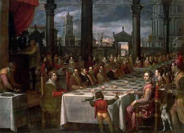 Wedding banquet of Grand Duke Ferdinand I of Tuscany 1549-1600, 1590 Oil Painting by Domenico Cresti (see Passignano)