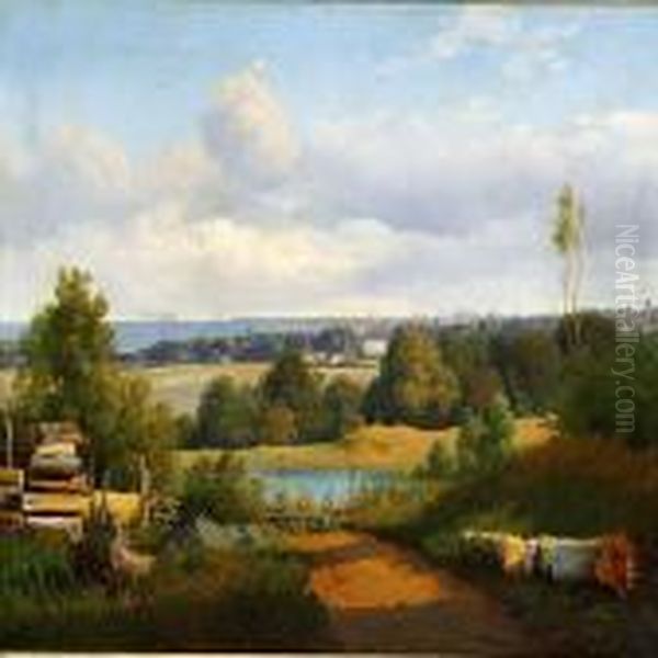 View Of Copenhagen From Ermelunden Oil Painting by Anton Edvard Kieldrup