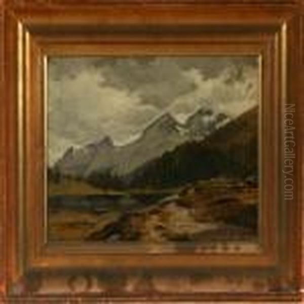 A Norwegian Landscape Oil Painting by Anton Edvard Kieldrup