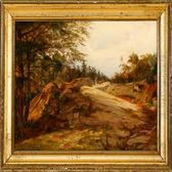 Forest Scene Frombornholm Island Oil Painting by Anton Edvard Kieldrup