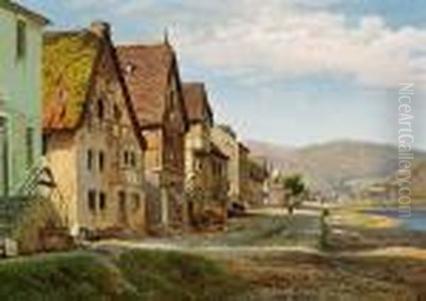 Niederfeldt In The Mosel Valley Oil Painting by Anton Edvard Kieldrup