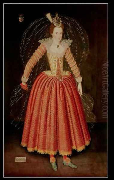 Lucy Harrington, Countess of Bedford, in a masque costume, 1606 Oil Painting by John de, the Elder Critz