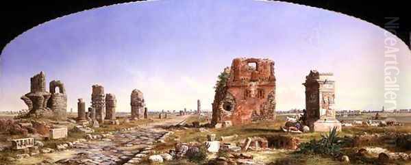 The Appian Way, 1869 Oil Painting by John Linton Chapman