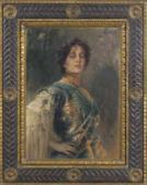 A Portrait Of Lola Montez Oil Painting by Conrad Kiesel