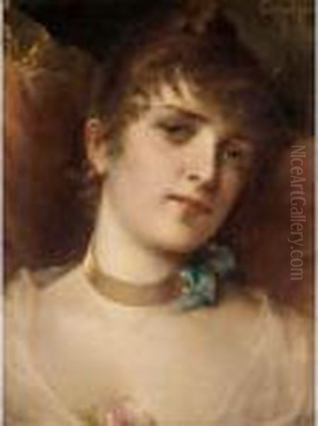 Portrait Of A Lady Oil Painting by Conrad Kiesel