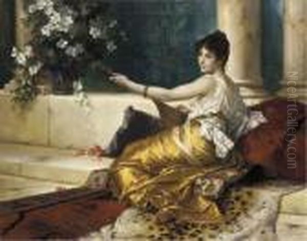 The Mandolin Player Oil Painting by Conrad Kiesel