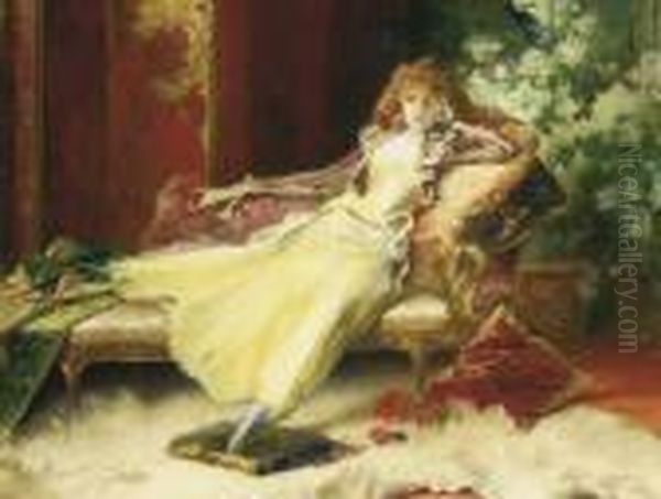 The Yellow Dress Oil Painting by Conrad Kiesel