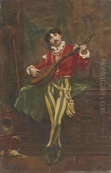 The Mandolin Player Oil Painting by William Anderson Coffin