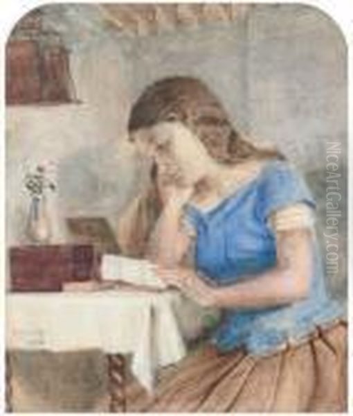 Engrossed In The Letter Oil Painting by George Goodwin Kilburne