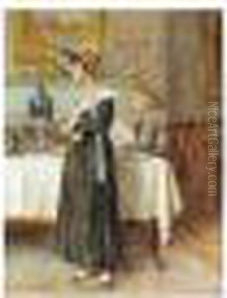 Contemplation After Breakfast, Signed, Watercolour, 35.5 X 27 Cm.; 14 X 10 1/2 In Oil Painting by George Goodwin Kilburne