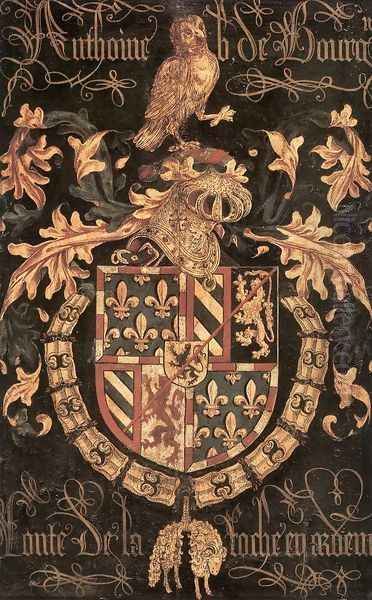 Coat-of-Arms of Anthony of Burgundy 1478 Oil Painting by Pieter Coustens