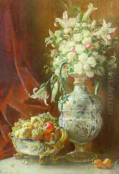 Still Life with Flowers Oil Painting by Angelo Graf von Courten