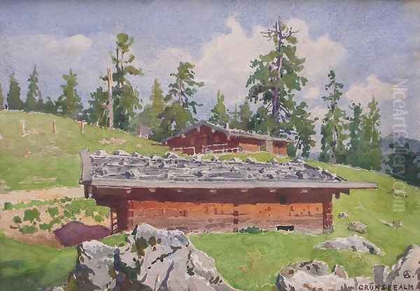 Grunsee Alm Oil Painting by Angelo Graf von Courten