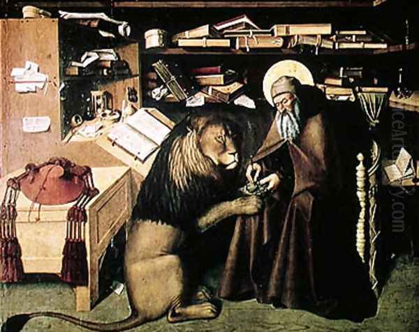 St. Jerome Removing a Thorn from the Lion's Paw c.1445 Oil Painting by Niccolo Antonio Colantonio