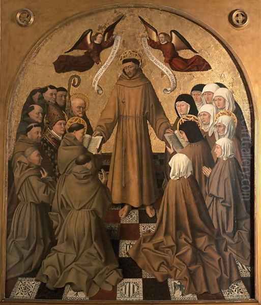 St. Francis Giving the Rule to his Disciples (panel from the Pala di Rocca) Oil Painting by Niccolo Antonio Colantonio