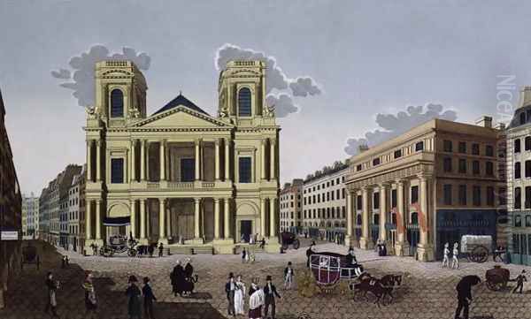 The Porch of the Church of Saint Eustache, c.1815-20 Oil Painting by Pierre Courvoisier