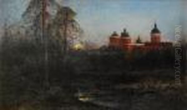 Aftonstamning Vid Gripsholms Slott Oil Painting by Johan Kindborg