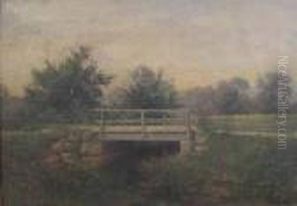 Landscape With Footbridge Oil Painting by Albert F. King