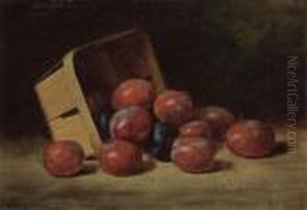 Plums In A Basket Oil Painting by Albert F. King