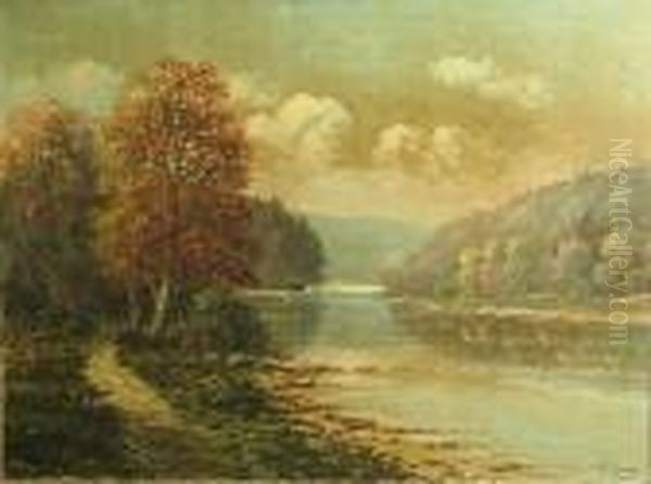 On The Allegheny Above Oil City Oil Painting by Albert F. King