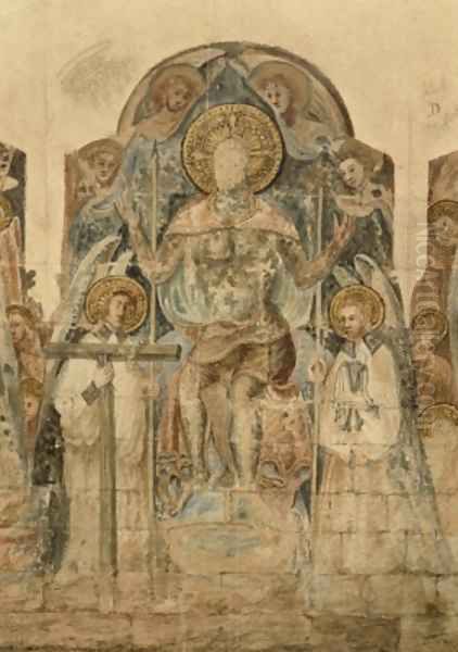 Study of the wall paintings at the Chapter House 4 Oil Painting by John Carter