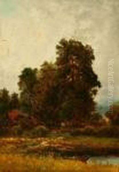 Landscape With Cows Oil Painting by George W. King