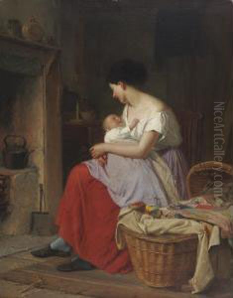 Motherly Cares Oil Painting by Haynes King