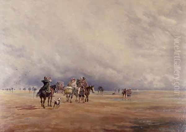 Lancaster Sands, Morecambe Bay (Treasures) 1842 Oil Painting by David Y. Cox