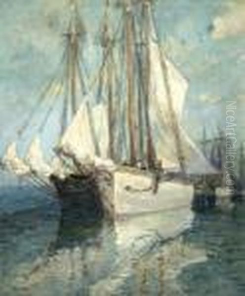 Schooners Oil Painting by Paul King