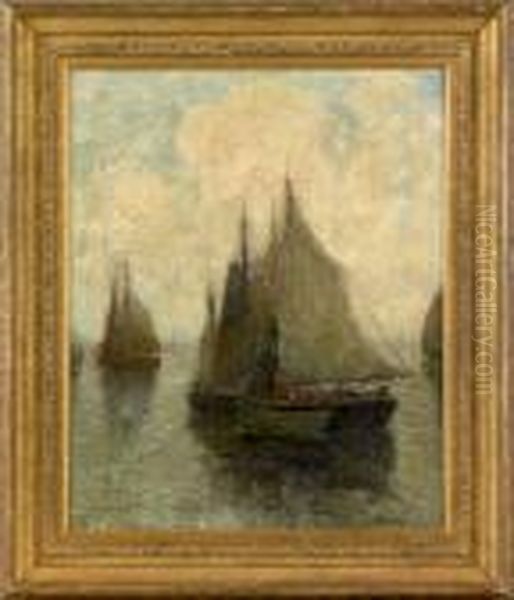 Harbor Scene Oil Painting by Paul King