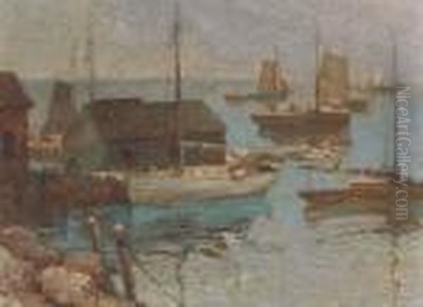 Fishing Boats, Camden, Maine; Also An Etching Oil Painting by Paul King