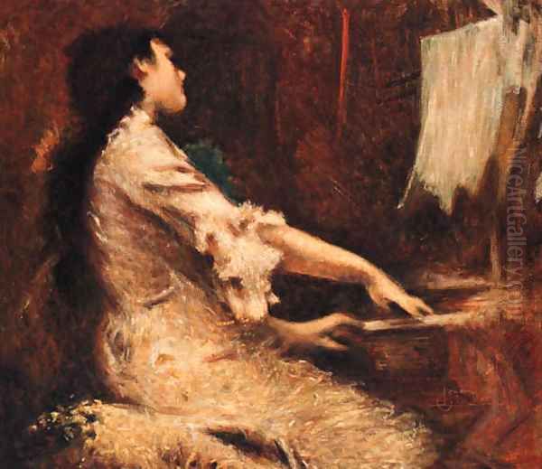 The young Pianist Oil Painting by Luigi Conconi