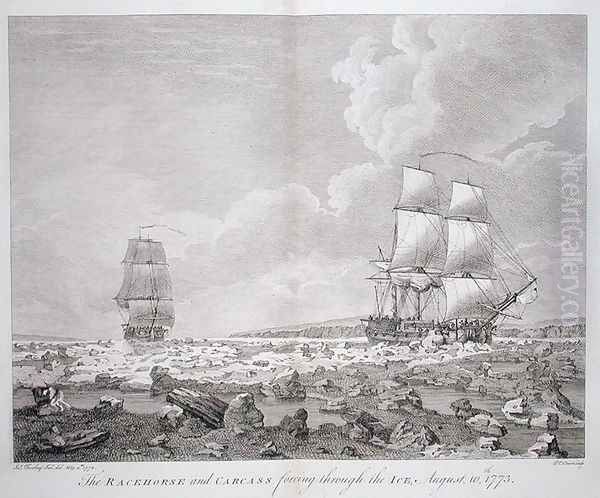 A View of the 'Racehorse' and 'Carcass', August 7th, 1773, from 'A Voyage towards the North Pole undertaken by His Majesty's Command 1773' Oil Painting by John the Younger Cleveley