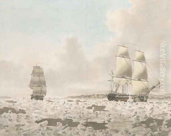 H.M.S. Racehorse searching for the North West Passage in 1773 Oil Painting by John the Younger Cleveley