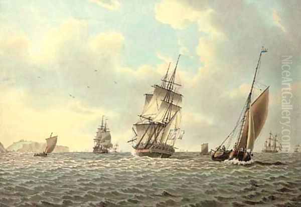 Shipping off Dover, Kent Oil Painting by John the Younger Cleveley