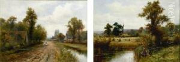 'a Suffolk Village' & 'cornfield Near...' Oil Painting by Wiggs Kinnaird