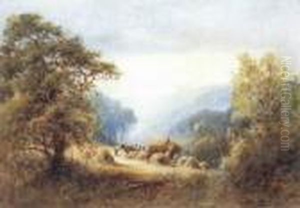 Collecting The Hay Oil Painting by Wiggs Kinnaird